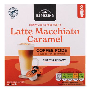 Barissimo Signature Blend Latte Macchiato Caramel Coffee Pods 8 Pack