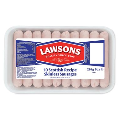 Lawsons 10 Scottish Recipe Skinless Sausages 264g