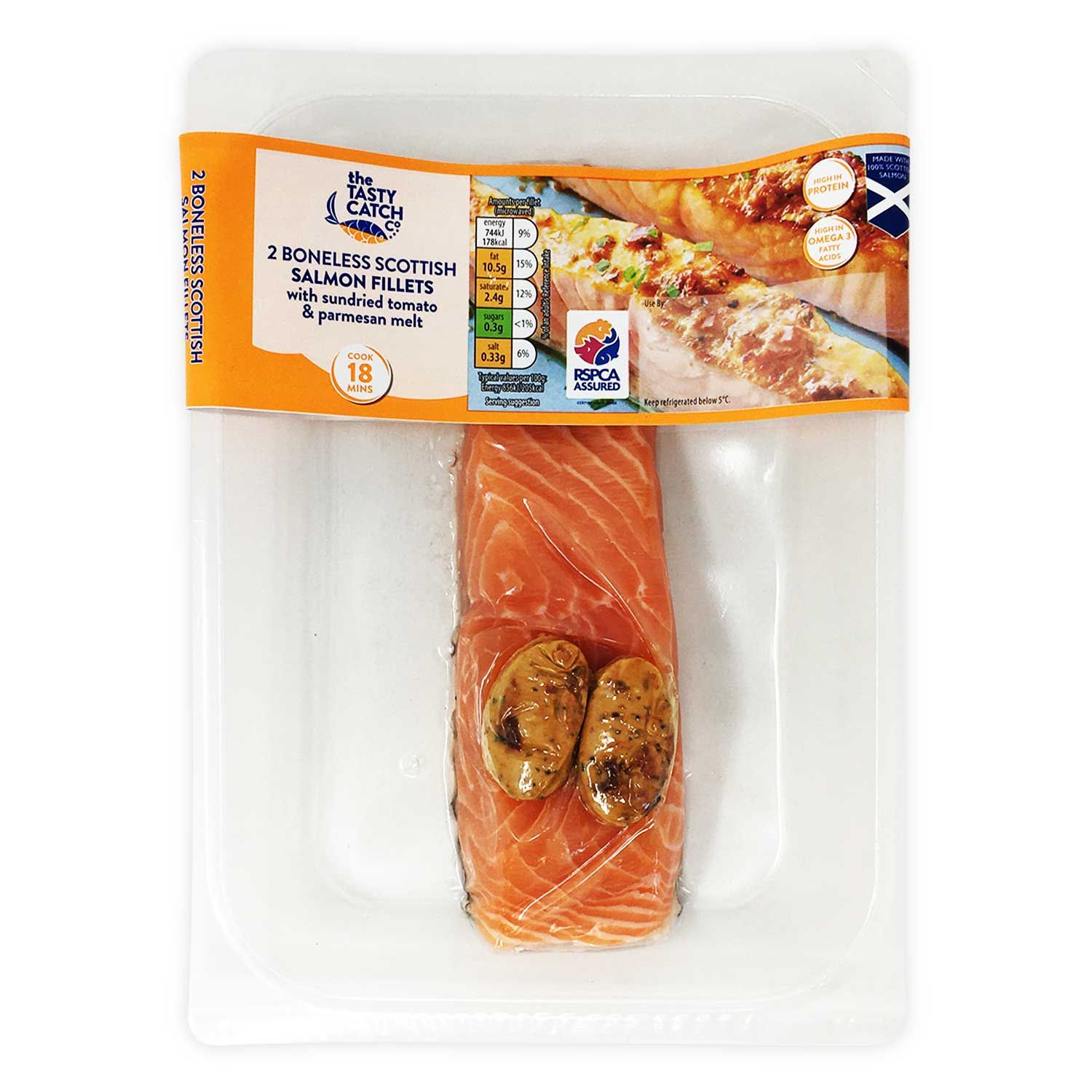 The Tasty Catch Co. Boneless Scottish Salmon Fillets With Sundried Tomato &  Parmesan Melt 220g/2 Pack | ALDI