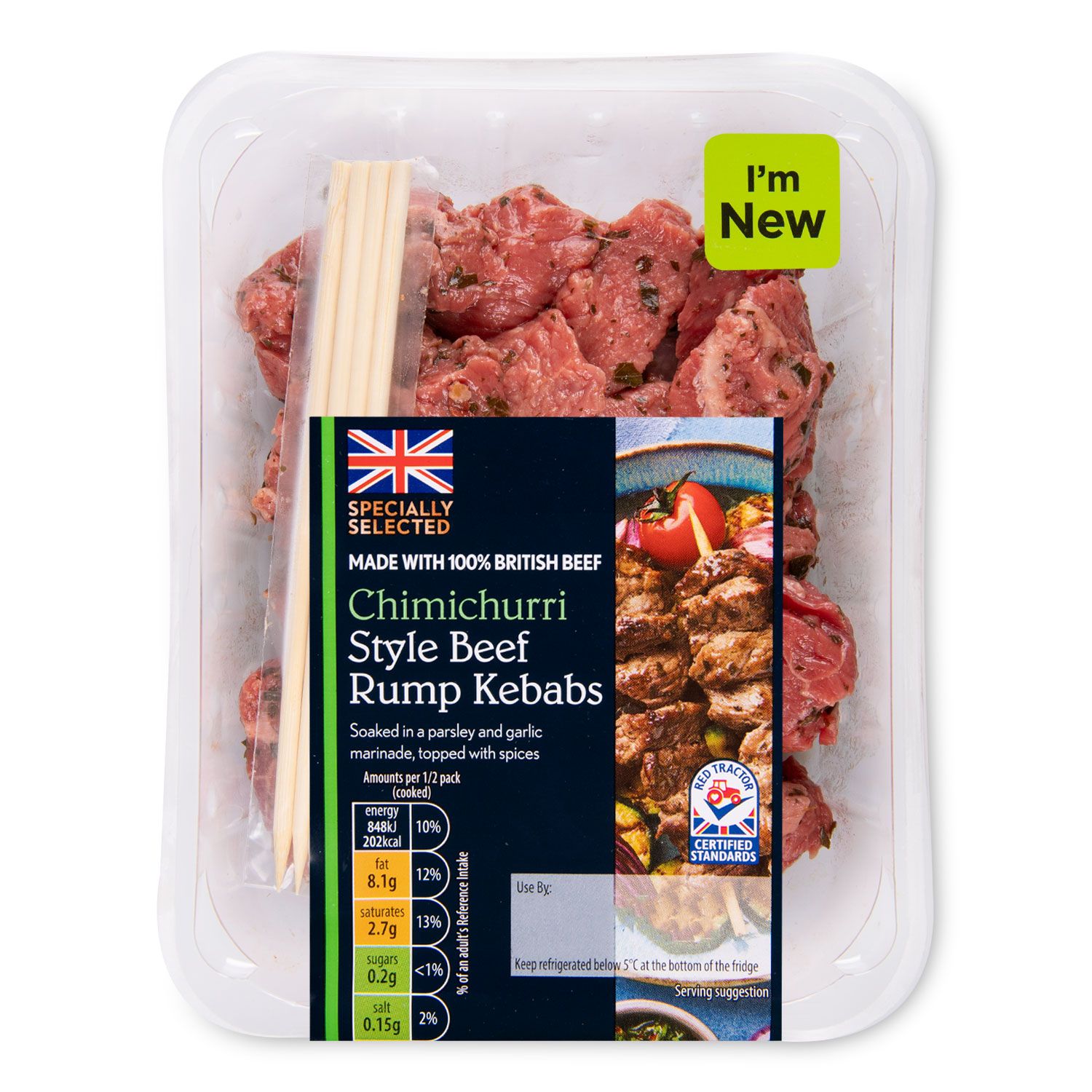 Specially Selected Chimichurri Style Beef Rump Kebabs 300g | ALDI