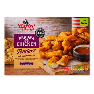 Roosters Gastro Pakora Chicken Tenders With Sweet Curry Dip 335g