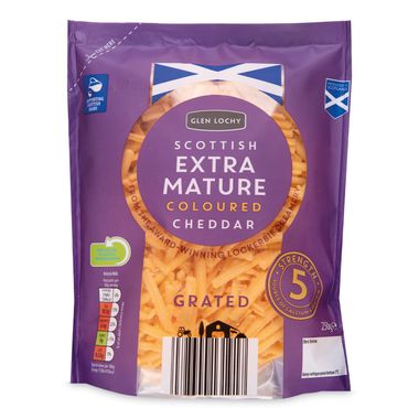 Glen Lochy Scottish Extra Mature Grated Cheddar Cheese 250g