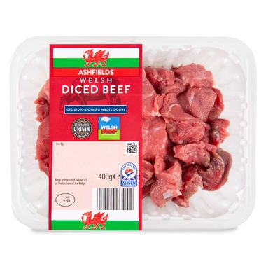 Ashfields Welsh Lean Diced Beef 400g