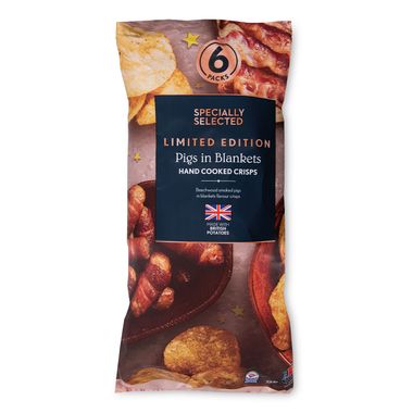 Specially Selected Pigs In Blankets Handcooked Crisps Multipack 6 X 25g