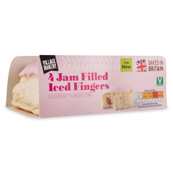 Village Bakery Jam Filled Iced Fingers 190g/4 Pack | ALDI