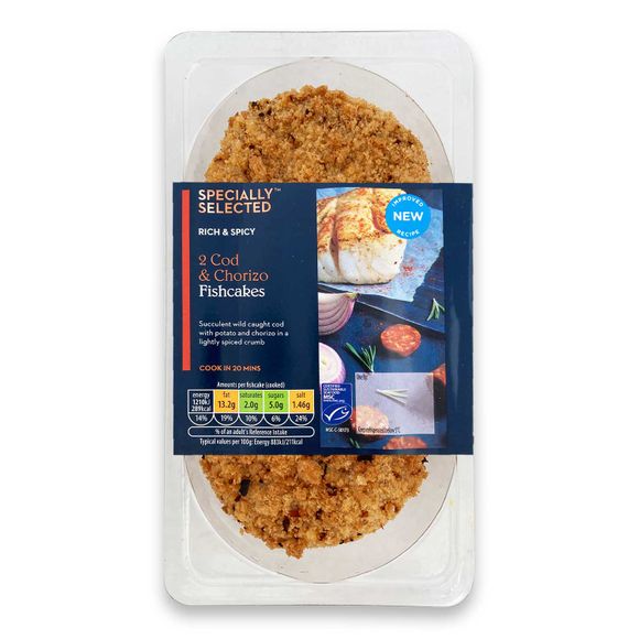 Specially Selected Rich & Spicy Cod & Chorizo Fishcakes 290g/2 Pack | ALDI