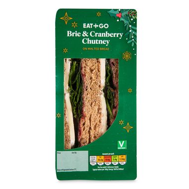 Eat & Go Deep Filled Brie & Spiced Cranberry Chutney Sandwich On Malted Bread 1 Pack