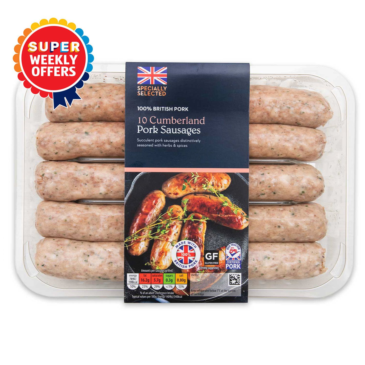 Specially Selected Cumberland Pork Sausages 667g/10 Pack ALDI