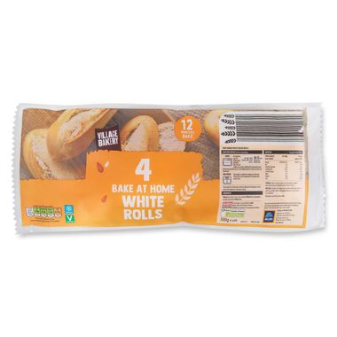 Village Bakery Bake At Home White Rolls 300g/4 Pack