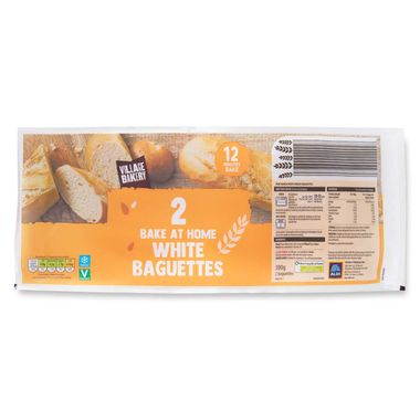 Village Bakery Bake At Home White Baguettes 300g/2 Pack