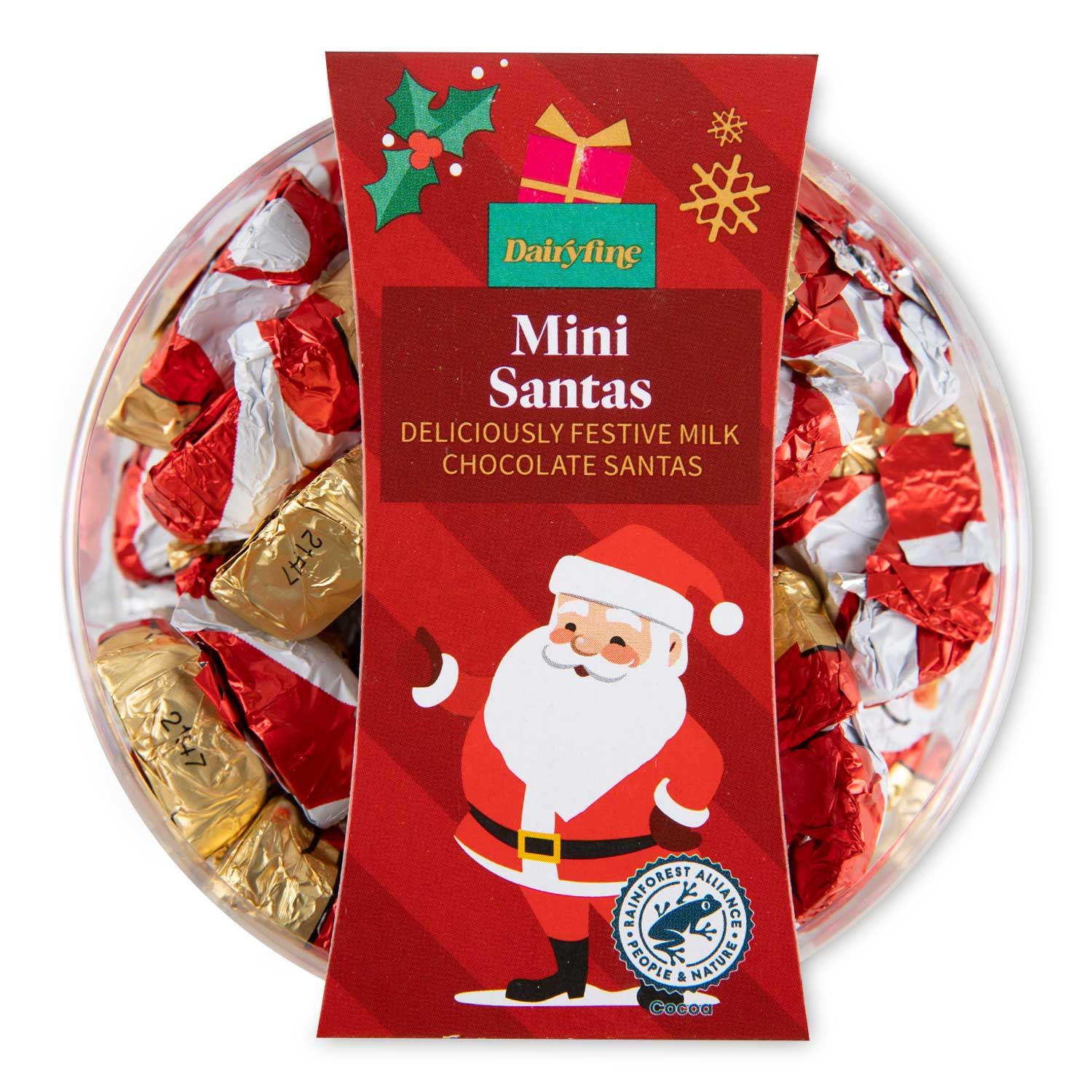 Dairyfine Mini Chocolate Santas 125g/25 Pack | ALDI