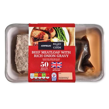 Ashfields Ready To Cook Beef Meatloaf With Rich Onion Gravy 585g