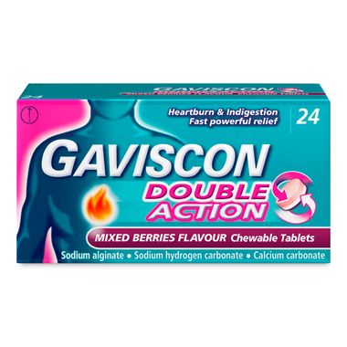 Gaviscon Double Action Mixed Berries Flavour 24 Chewable Tablets 24 X Chewable Tablets