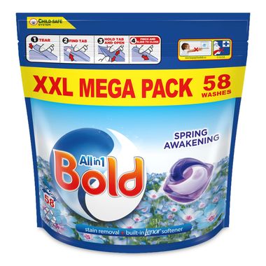 Bold All-in-1 Pods® Washing Capsules 58 Washes, Spring Awakening 19g/23g X 58