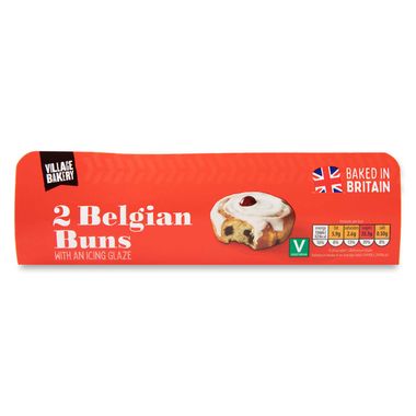 Village Bakery Iced Belgian Buns 200g/2 Pack