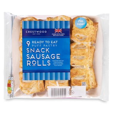 Crestwood Ready To Eat Puff Pastry Snack Sausage Rolls 270g/9 Pack