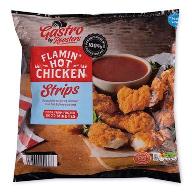 Roosters Gastro Flamin Hot Chicken Strips 600g