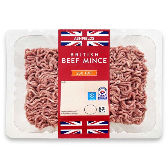 Ashfields British Beef Mince 25 Fat 1kg ALDI