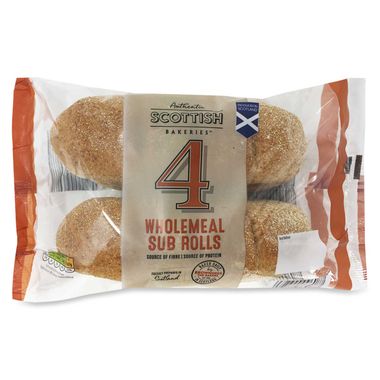 Authentic Scottish Bakeries Wholemeal Sub Rolls 320g/4 Pack