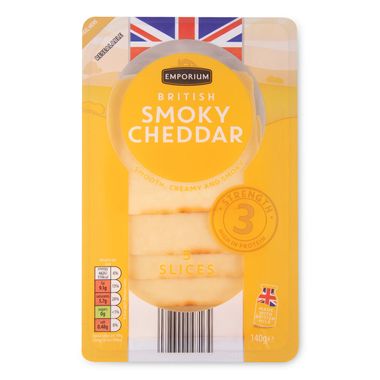 Emporium British Smoky Cheddar Cheese Slices 140g/5 Pack