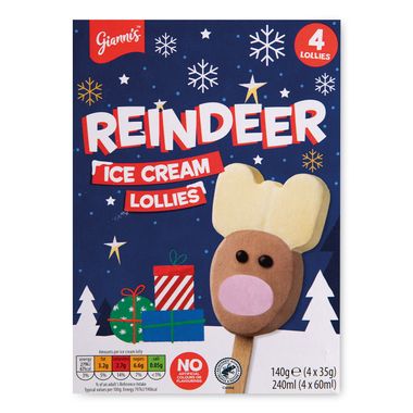 Gianni's Reindeer Ice Cream Lollies 4x35g/4x60ml