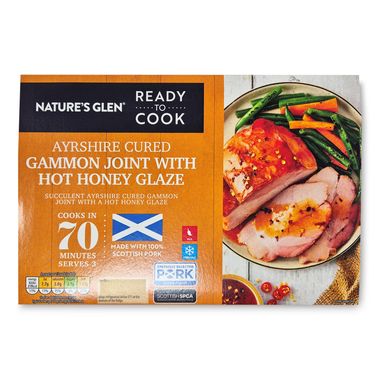 Nature's Glen Ready To Cook Ayrshire Cured Gammon Joint With Hot Honey Glaze 450g