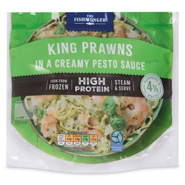 The Fishmonger Ready To Cook King Prawns In Creamy Pesto Sauce 138g