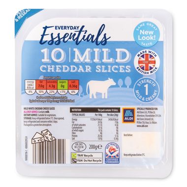 Everyday Essentials Mild Cheddar Slices 200g/10 Pack