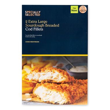 Specially Selected Chip Shop Style Extra Large Sourdough Breaded Cod Fillets 460g/2 Pack