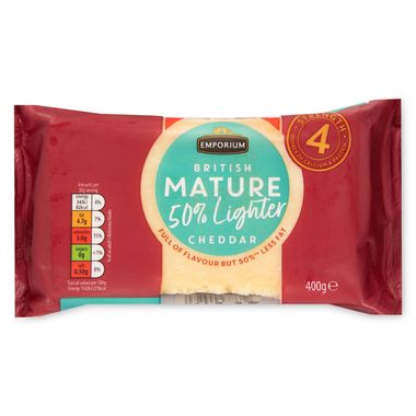 Emporium British Mature 50% Lighter Cheddar Cheese 400g