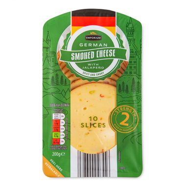 Emporium German Smoked Cheese Slices With Jalapeño 200g/10 Pack