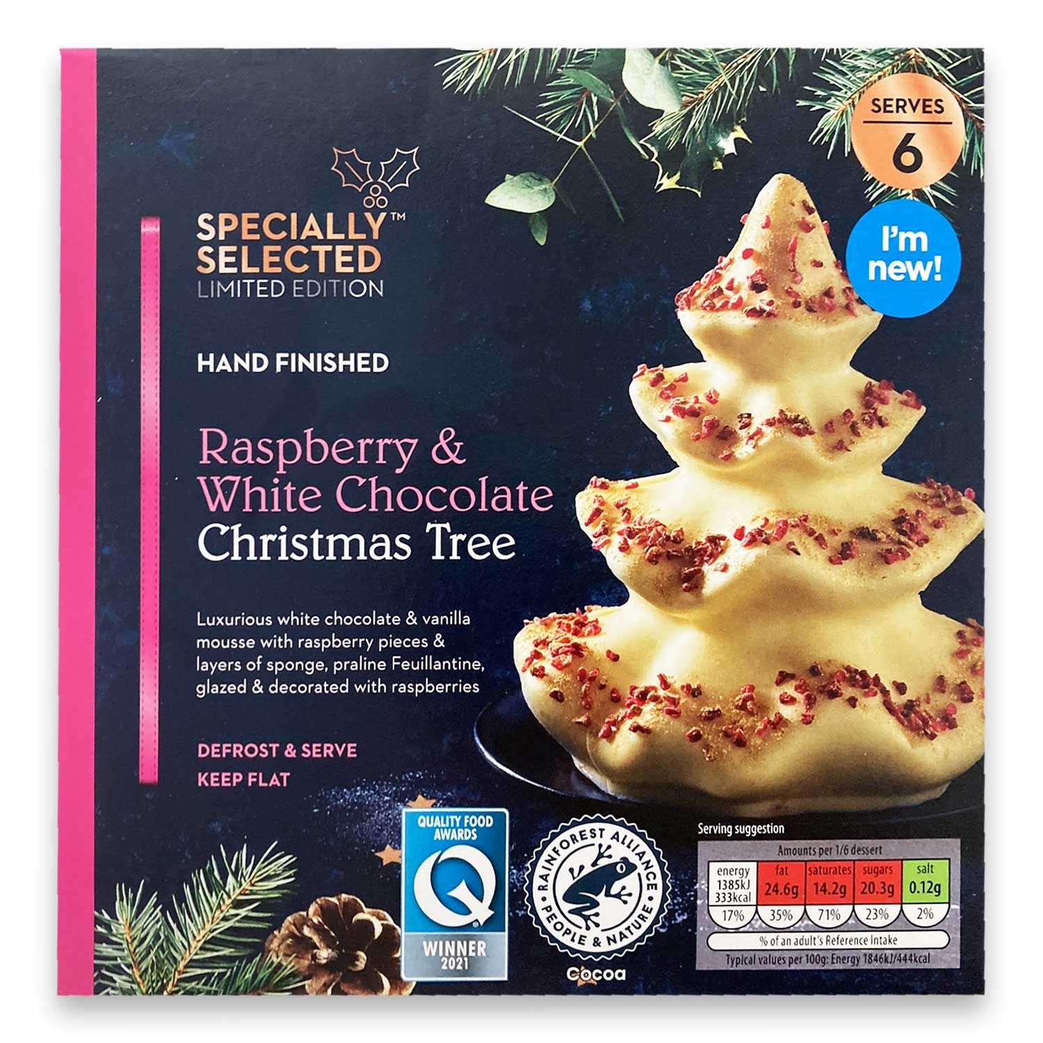 Specially Selected Raspberry & White Chocolate Christmas Tree 450g ALDI