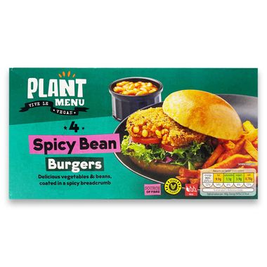 Plant Menu Spicy Bean Burgers 454g/4 Pack