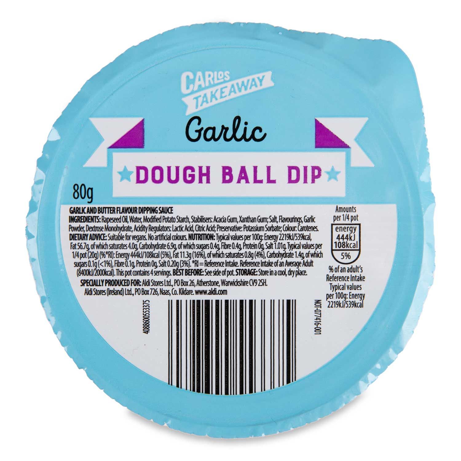 Carlos Takeaway Garlic Dough Ball Dip 80g ALDI