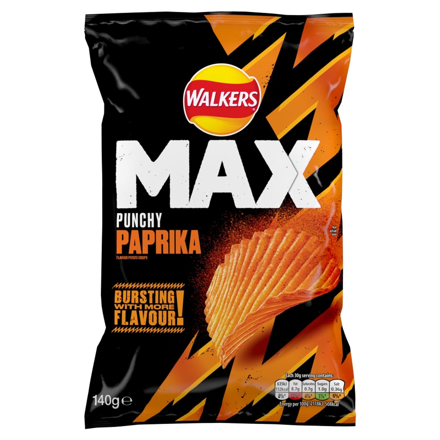 Walkers Max Punchy Paprika Sharing Crisps 140g | ALDI