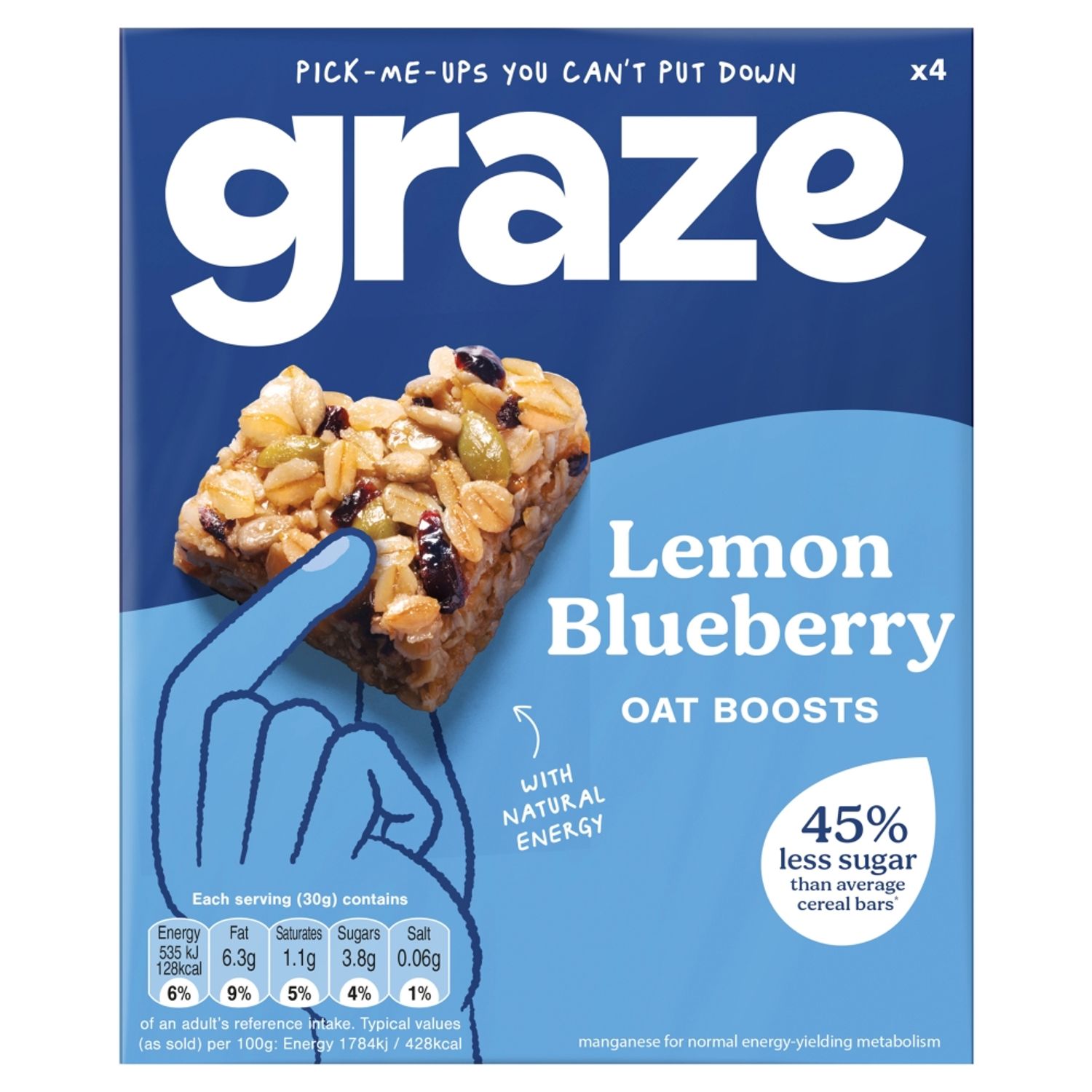 Graze Superfood Oat Boosts Lemon Blueberry (120g) 4 X 30g | ALDI