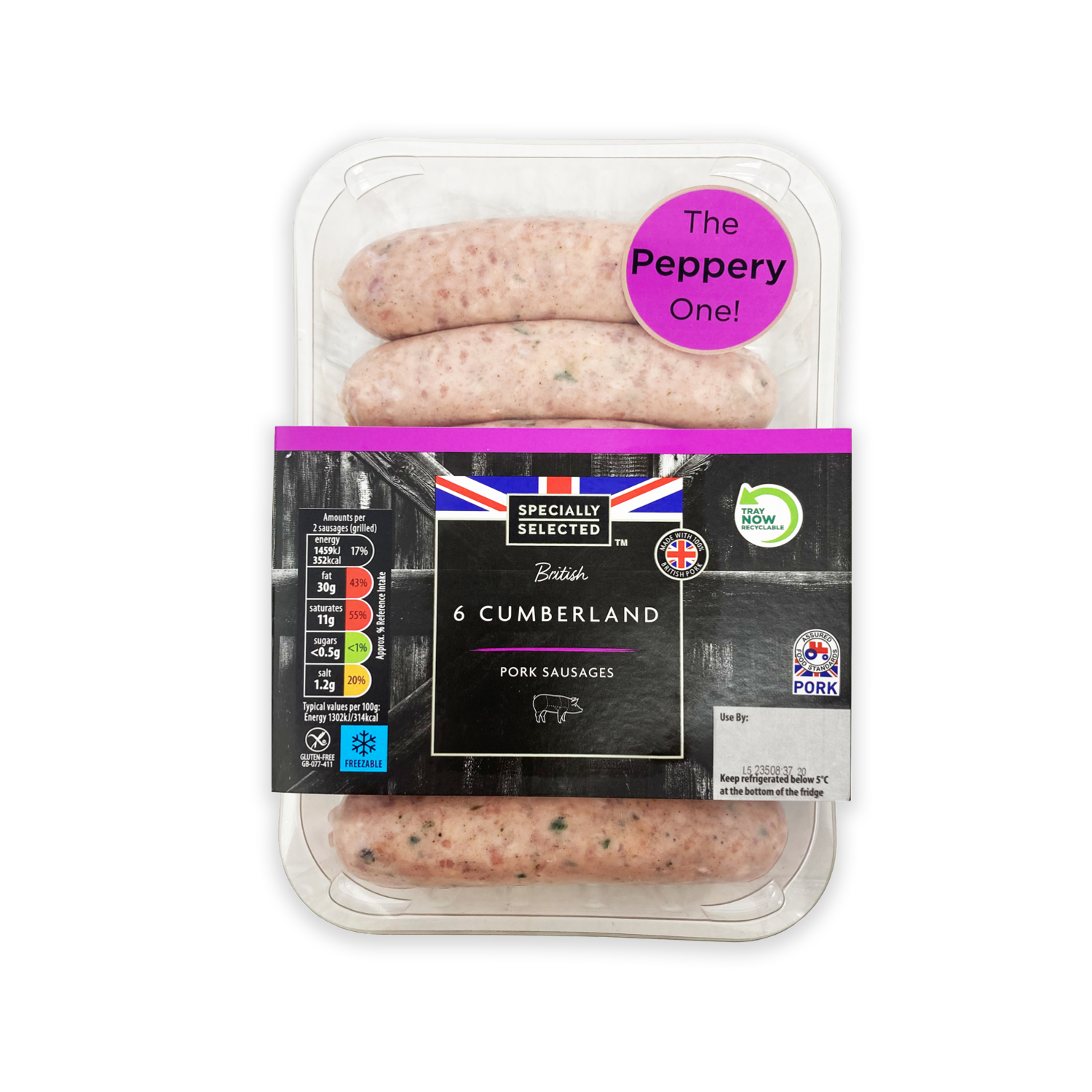 Specially Selected 6 British Cumberland Pork Sausages 400g ALDI