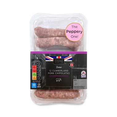 Specially Selected British Cumberland Pork Chipolata 375g/12 Pack