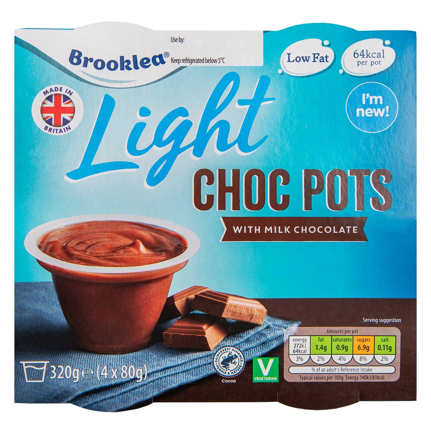 Light Choc Pots With Milk Chocolate 20g 20 X 20g Brooklea   ALDI.IE
