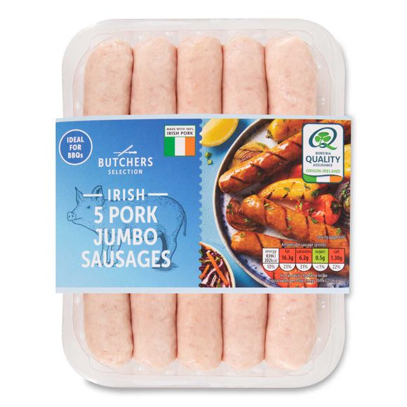 Irish Pork Jumbo Sausages 454g 5 Pack Butcher's Selection | ALDI.IE