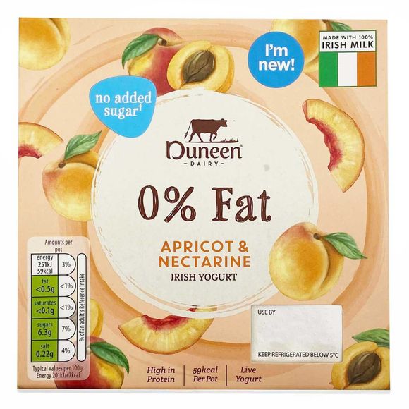 0% Fat Apricot & Nectarine Irish Yogurt 4x125g Duneen