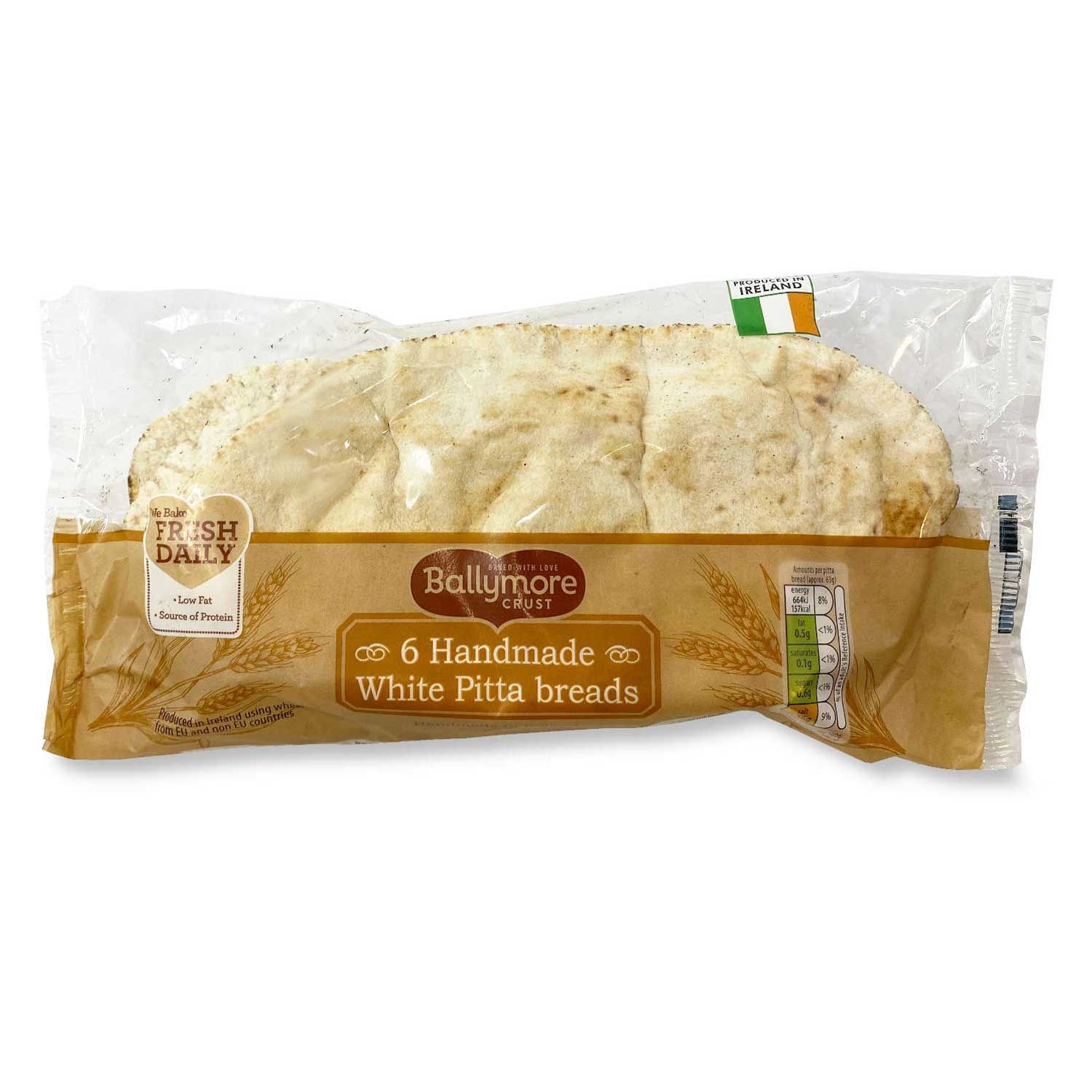 6 Handmade White Pitta Breads 380g Ballymore Crust ALDI.IE