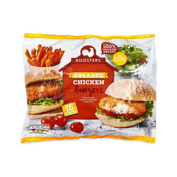 Breaded Chicken Burgers 680g Roosters ALDI.IE