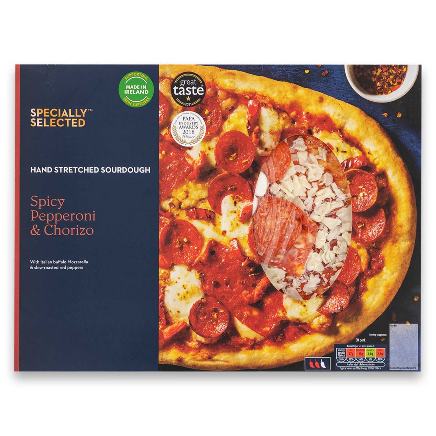 Spicy Pepperoni & Chorizo 561g Specially Selected | ALDI.IE