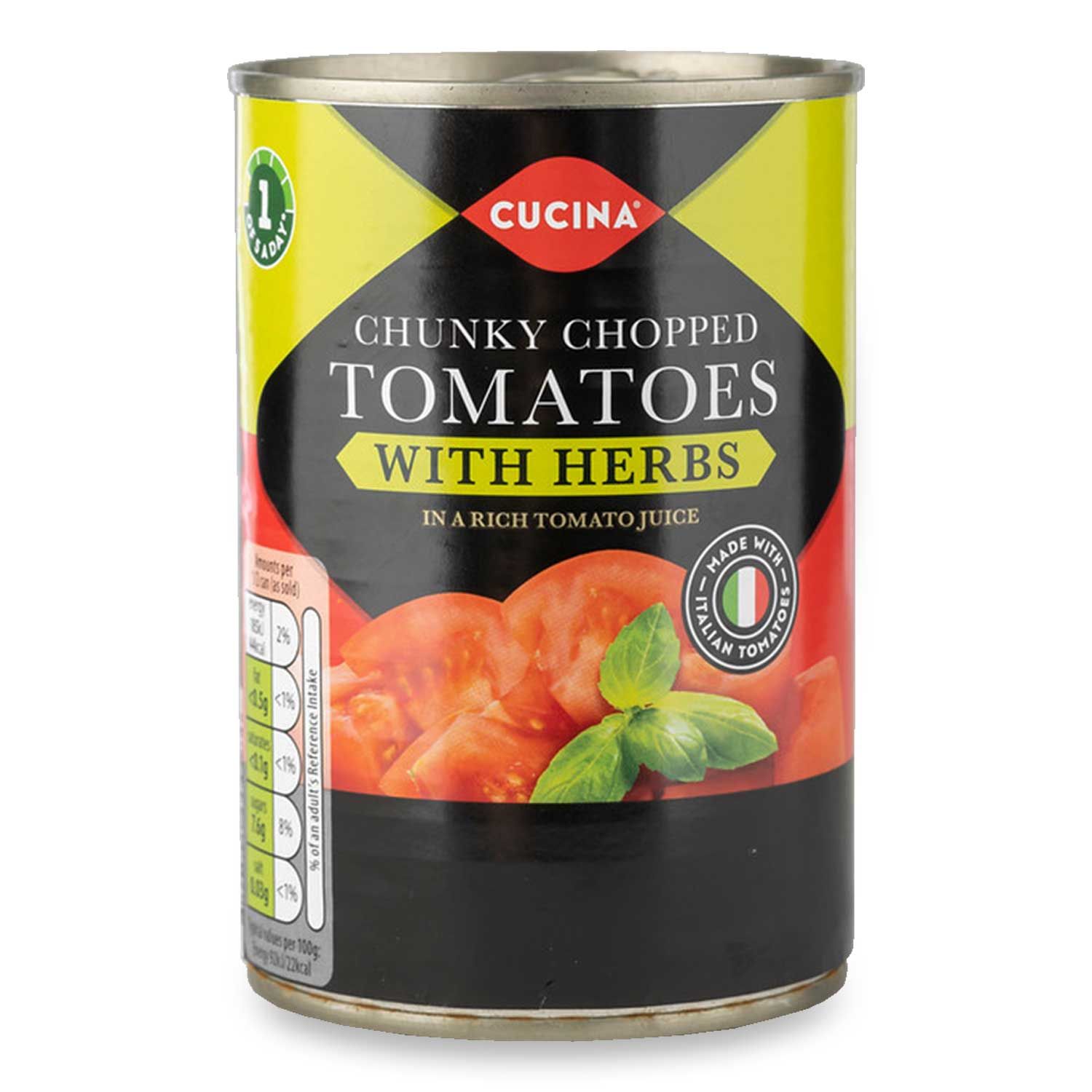 Chunky Chopped Tomatoes With Herbs In Rich Tomato Juice 400g Cucina