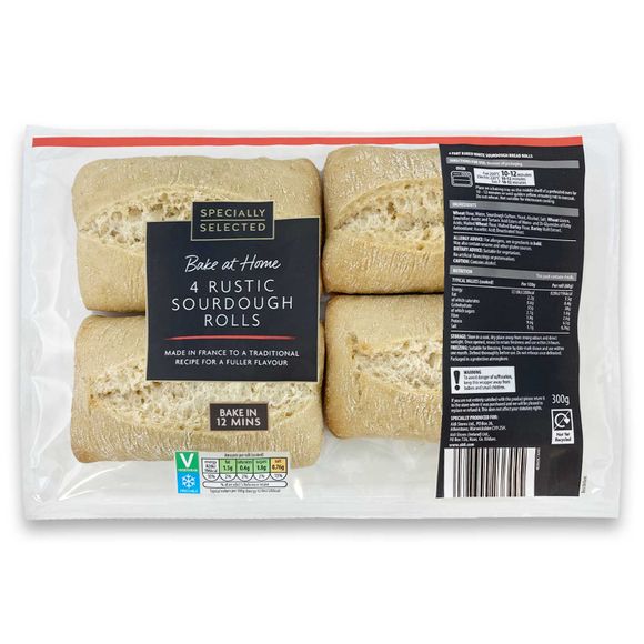 Bake At Home 4 Rustic Sourdough Rolls 300g Specially Selected ALDI.IE