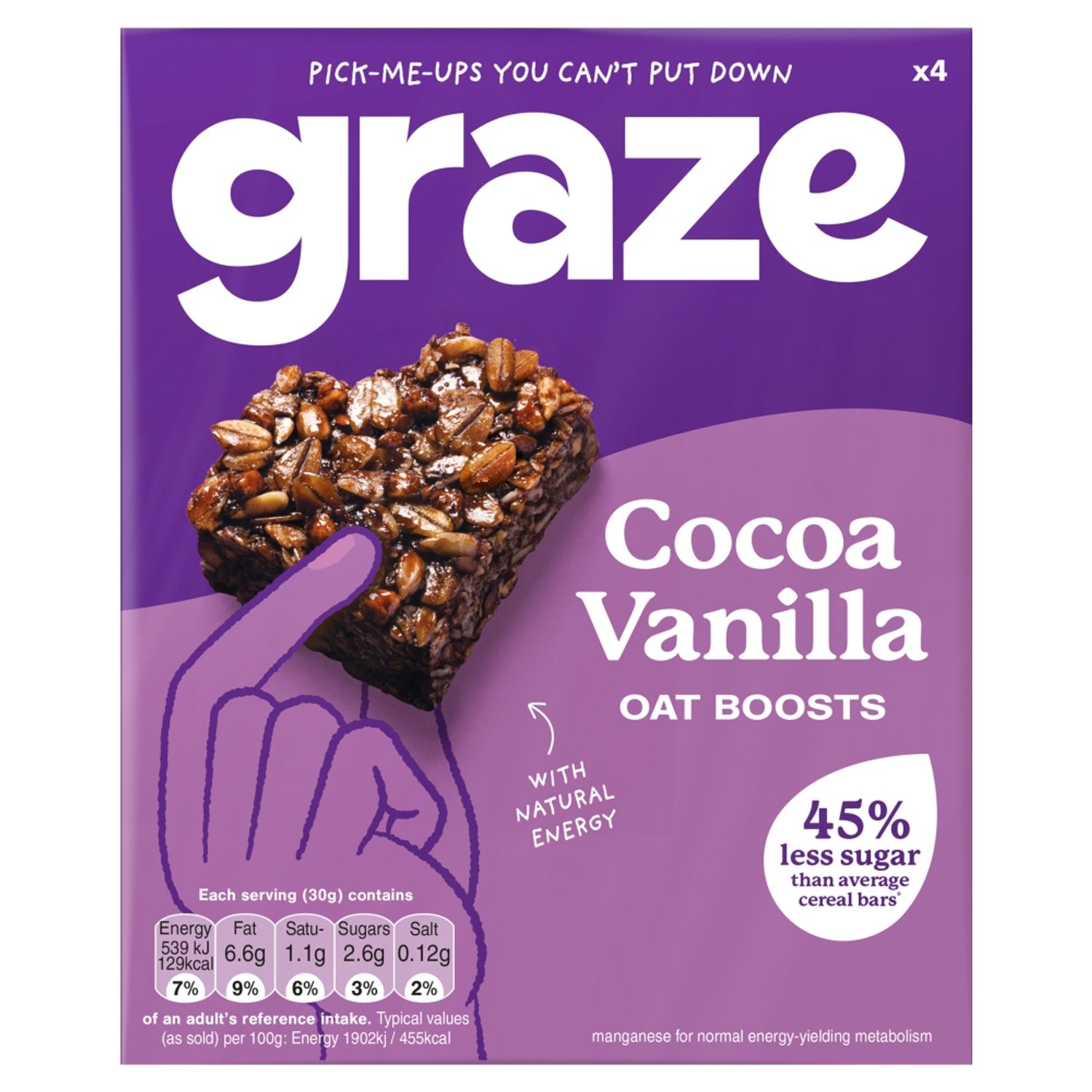 Cocoa Vanilla Oat Boosts (120g) 4 X 30g Graze | ALDI.IE