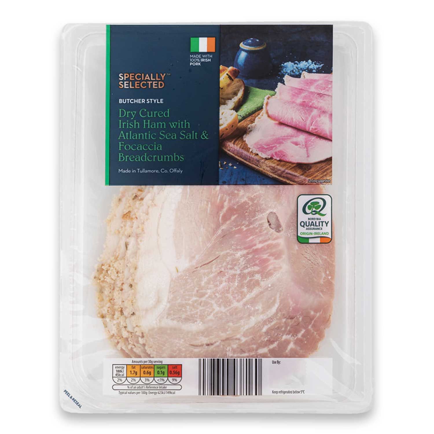 Butcher Style Dry Cured Irish Ham With Atlantic Sea Salt & Focaccia  Breadcrumbs 150g Specially Selected 
