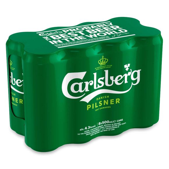 Danish Pilsner Beer Can 8x500ml Carlsberg