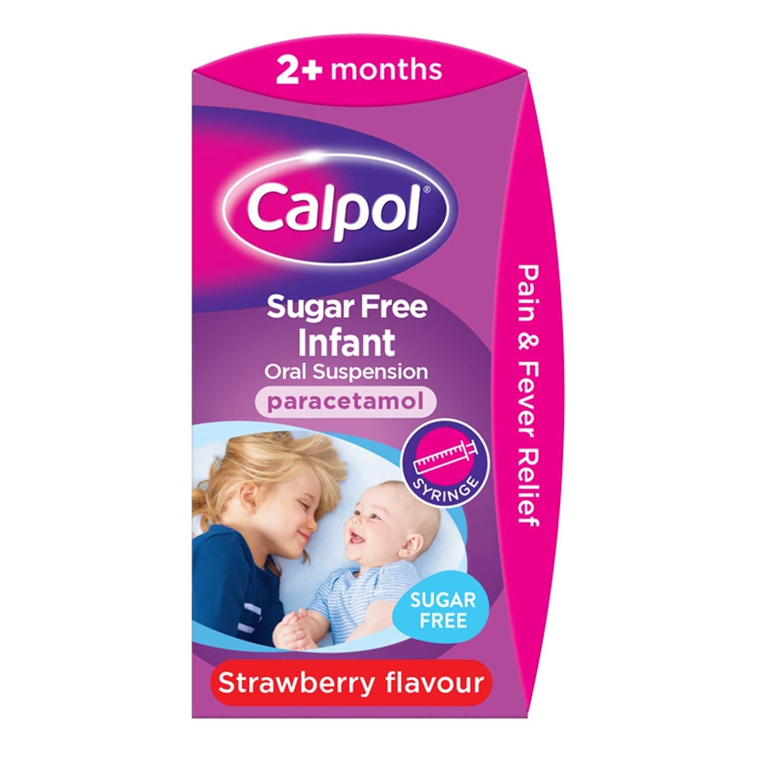 Hick hospital June 120mg/5ml Sugar Free Infant Oral Suspension Strawberry Flavour 2+ Months  60ml Calpol | ALDI.IE